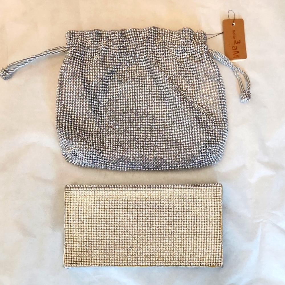 Hello 3am Silvertone Cocktail Purse and Clutch